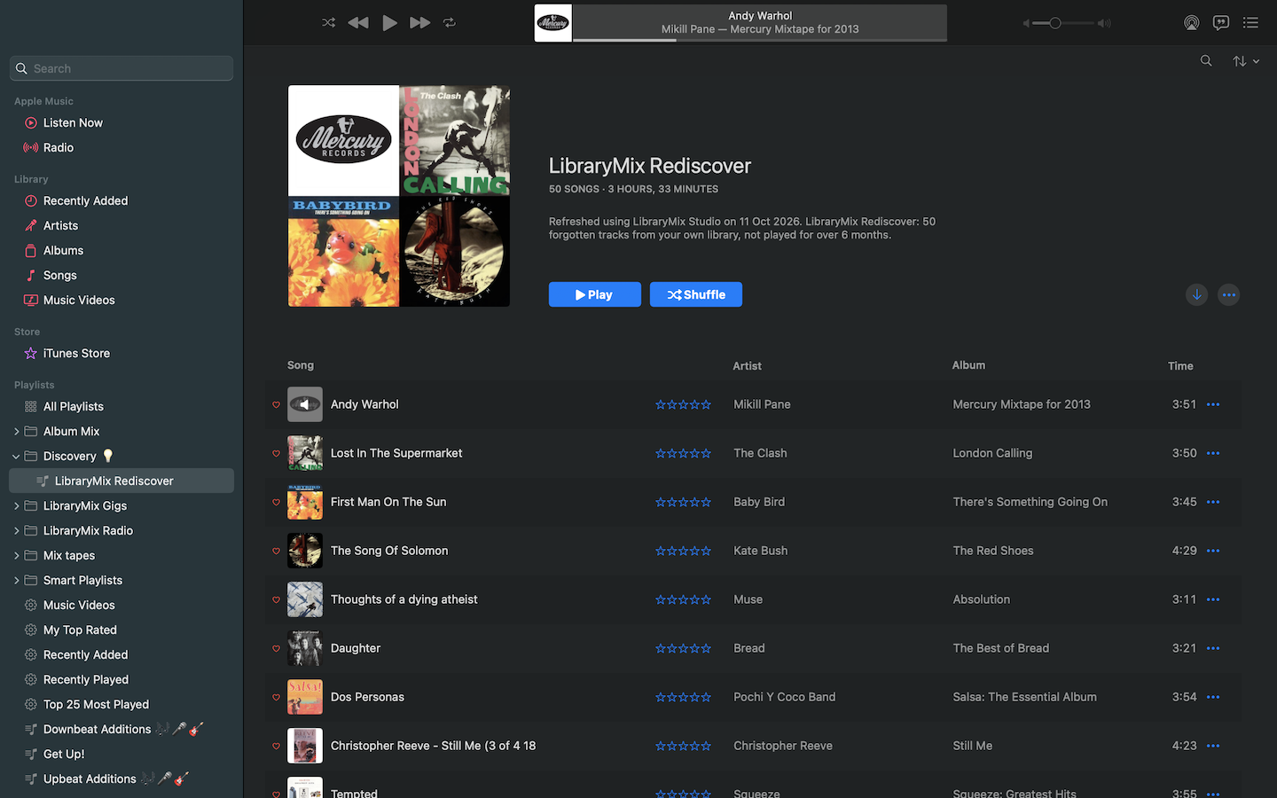 Refreshed LibraryMix Rediscover playlist in the Music app
